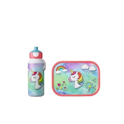 Abbildung von Mepal Lunch Set Campus für Kinder mit Pop up Trinkflasche &amp; Box die Schule oder unterwegs Spülmaschinenfest BPA frei 400 ml + 750 Unicorn