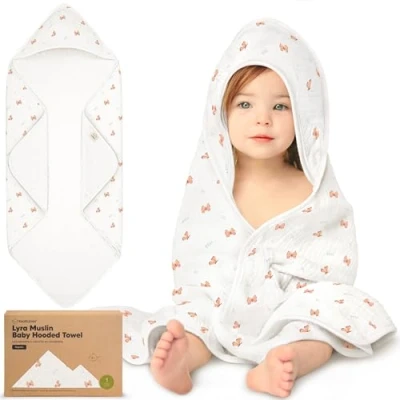 Abbildung von KeaBabies Musselin Babyhandtuch mit Kapuze für Mädchen, Jungen Bio 100% Baumwolle Kapuzenhandtuch Baby Neugeborene, Kleinkinder, Weiche absorbierende große Handtuch (Monarch)