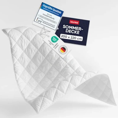 Abbildung von Blumtal Sommerdecke 200x220 cm OEKO TEX zertifizierte leichte Decke Sommer weich Füllmenge 150gsm Steppbettdecke leicht/Steppdecke