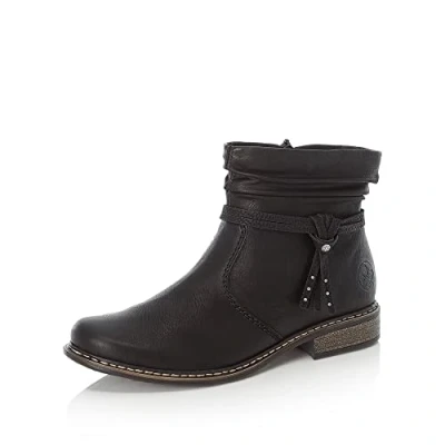 Abbildung von Rieker Damen Ankle Boots Z4953, Frauen Stiefeletten,halbstiefel,Kurzstiefel,uebergangsschuhe,uebergangsstiefel,flach,schwarz (00),39 EU / 6 UK