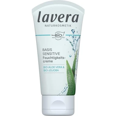 Abbildung von lavera basis sensitiv Feuchtigkeitscreme Bio Aloe Vera &amp; Jojoba ∙ Intensive Feuchtigkeit Vegan Pflanzenwirkstoffe Naturkosmetik Natural innovative Gesichtspflege (1x50 ml) 50ml (1er Pack)