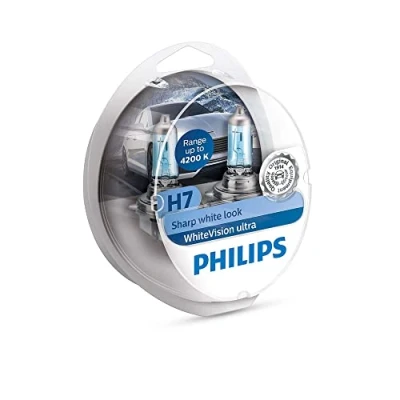 Abbildung von Philips Halogen, WhiteVision ultra H7 Scheinwerferlampe, 4.200K, Doppelset, Weiß