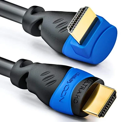 Abbildung von deleyCON 0,5m HDMI 90 Grad Winkel Kabel Kompatibel zu 2.0/1.4 UHD 4K HDR 3D 1080p 2160p ARC Schwarz
