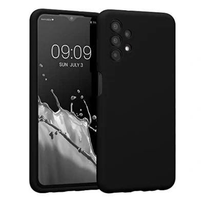 Abbildung von kwmobile Handyhülle kompatibel mit Samsung Galaxy A13 4G Hülle gummierte Handy Case aus Silikon in Schwarz matt