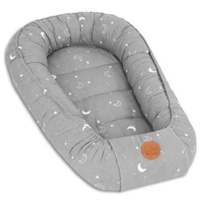Abbildung von Babynest babynestchen neugeborene mit tragegriff 90 x 50 cm baby nestchen tragbar nest für bett kinder kuschelnest coccon Jungen und Mädchen Monde