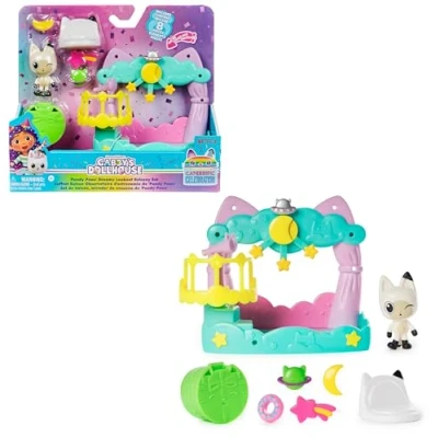 Abbildung von Gabby’s Dollhouse, Balkon Spielset Pandy Paws Sternwarte, 8 teiliges Set mit Katzenfigur und Puppenhaus Zubehörteilen, ab 3 Jahren