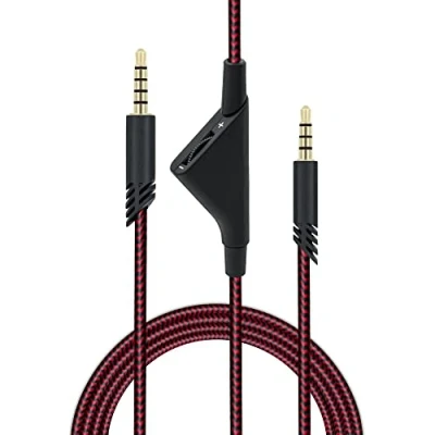 Abbildung von Mcbazel Ersatz Audio Aux Kabel mit Lautstärkeregler für Astro A10/A30/A40 Headset PS5/PS4/Xbox One/Serie S/X/PC/Smartphone über eine 3,5 mm Buchse Rot 2m
