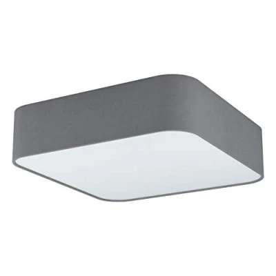 Abbildung von EGLO Deckenlampe Pasteri Square, 5 flammige Deckenleuchte, Wohnzimmerlampe aus Stahl, Textil und Kunststoff in Weiß, Grau, Küchenlampe, Flurlampe Decke mit E27 Fassung