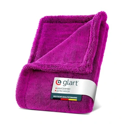 Abbildung von Glart Twist Auto Trockentuch XXL 60x40cm, extra saugfähiges Mikrofasertuch. Ideal für kratzerfreies Trocknen vor Autopolitur und nach Felgenreinigung. Geeignet &amp; Motorrad