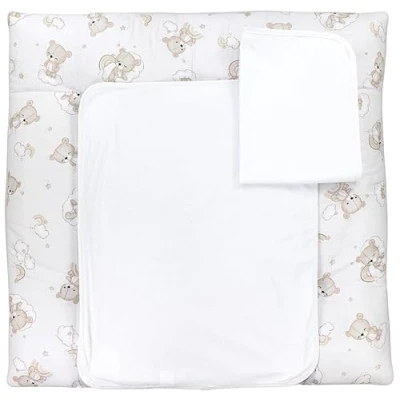Abbildung von TupTam Wickelauflage mit 2 wasserfesten Frotteebezügen weich gepolstert &amp; hautfreundlich MAR02579, Farbe: Bären Wolken Regenbogen/Beige, Größe: 76 x cm