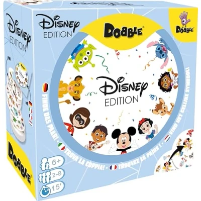 Abbildung von Zygomatic, Dobble Disney, Familienspiel, Kartenspiel, 2 8 Spieler, Ab 6+ Jahren, 15 Minuten, Deutsch, Mehrsprachig, 4. 90 Karten