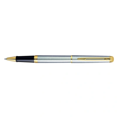 Abbildung von Waterman Hémisphère Tintenroller Edelstahl mit Zierteile aus 23 K Gold feine Spitze Schwarze Tinte Geschenkbox
