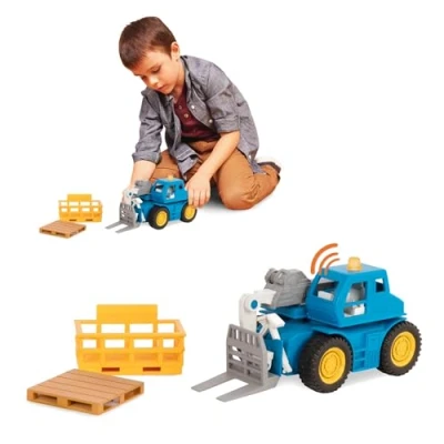 Abbildung von Driven Micro Gabelstapler 23 cm und Teleskoplader mit Lichtern Geräuschen Spielzeug LKW Funktionen für Kinder ab 3 Jahren