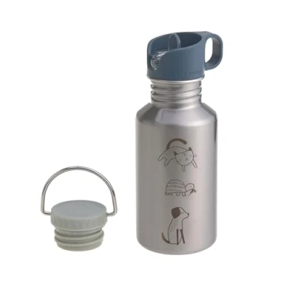 Abbildung von LÄSSIG Trinkflasche Edelstahlflasche BPA frei 500ml Kinder Kita Kindergarten auslaufsicher mit Sporttrinkverschluss/Bottle Stainless Steel Happy prints animal