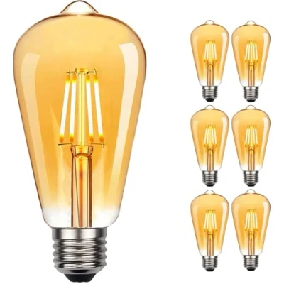 Abbildung von NUODIFAN Edison Vintage Glühbirne, 6 Stück LED Lampe Warmweiß E27 Retro Glühbirne Ideal für Nostalgie und Beleuchtung im Haus Café Bar usw