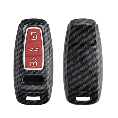 Abbildung von kwmobile Autoschlüssel Hülle kompatibel mit Audi A6 A7 A8 Q7 Q8 3 Tasten Keyless Hardcover Schutzhülle Schlüsselhülle Cover in Rot Schwarz