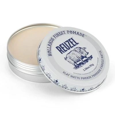 Abbildung von Reuzel Matte Clay Pomade, No Shine Pomade mit mittlerem Halt für einen natürlichen Stil und ein natürliches Finish 3,38 oz/95g