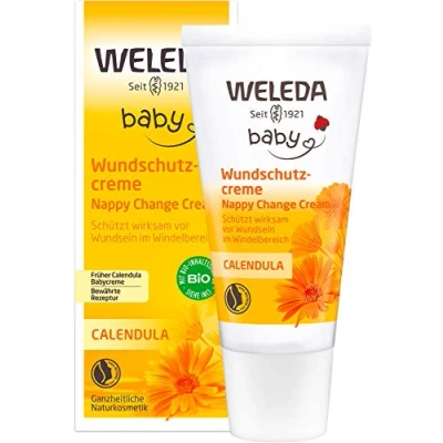 Abbildung von WELEDA Bio Baby Calendula Wundschutzcreme 30ml Naturkosmetik Babypflege Windelcreme schützt empfindlicher Babyhaut im Windelbereich. Natürliche Hautpflege hilft bei gereizter Haut &amp; Windelausschlag