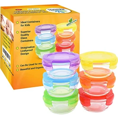 Abbildung von ARSUK Frischhaltedosen Glas mit Deckel (200 ml, 6 Stück) Luftdicht Runde Meal Prep Boxen Ideal für die Gefrierdosen und Lunchbox Glasschüssel Container Set