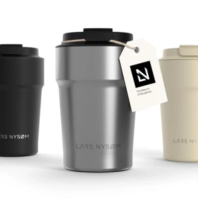 Abbildung von LARS NYSØM Thermo Kaffeebecher to go 380ml Travel Mug 0,38 Liter mit Isolierung Auslaufsicherer Edelstahl Thermobecher für Kaffee und Tee unterwegs Teebecher (Stainless Steel, 380ml)