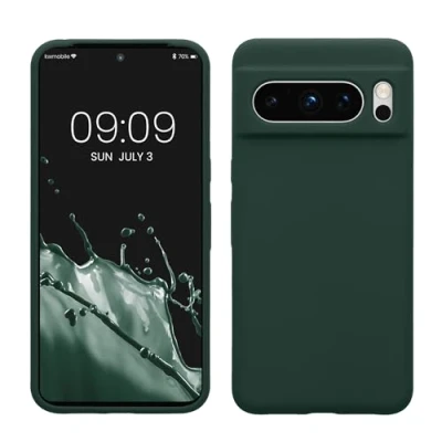Abbildung von kwmobile Hülle kompatibel mit Google Pixel 8 Pro Silikon Handy Case Handyhülle weiche Oberfläche kabelloses Laden Moosgrün