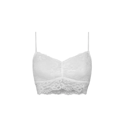 Abbildung von Snocks Spitzen BH Damen Bustier Spitze, Ohne Bügel, Verstellbare Träger, Elastischer Bund Angenehm Weiche Material, Sinnliches Design Gr. L Farbe Weiß