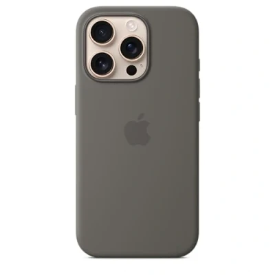 Abbildung von Apple Silikon Back Cover Grau MagSafe iPhone 16 Pro
