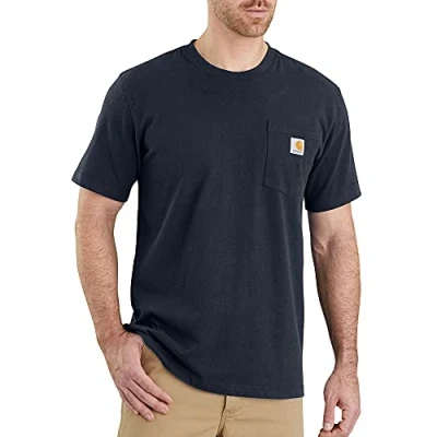 Abbildung von Carhartt, Herren, K87 Lockeres, schweres, kurzärmliges T Shirt mit Tasche, Marineblau, L