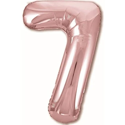 Abbildung von Luftballon 7. Geburtstag Zahl 7 Rosegold XXL Riesen Folienballon 100cm Geburtstagsdeko Mädchen Ballon Deko zum Geburtstag. Fliegt mit Helium.