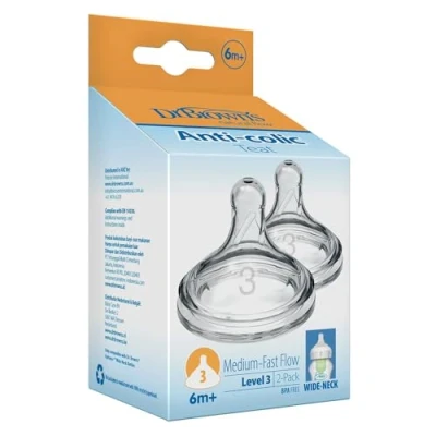 Abbildung von Dr. Brown&#039;s Options+ Babyflaschen Sauger Level 3 (2er Pack), transparent, 200 g DRBPLUS WN3201