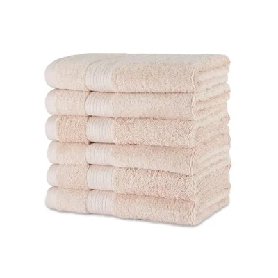 Abbildung von Amazon Basics Händehandtuch aus Bio Baumwolle, farbecht, 6 Stück, 41 x 66 cm, Rötliches Rosa