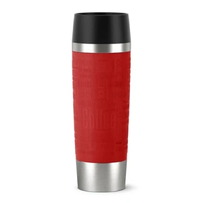 Abbildung von Emsa 515617 Travel Mug Classic Grande 500ml Thermobecher Isolierbecher hält 6h heiß, 12h kalt 100% dicht Easy Quick Press Verschluss 360 Trinköffnung Rot 1 Stück (1er Pack)