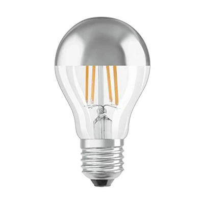Abbildung von OSRAM Filament LED Lampe mit E27 Sockel, Warmweiss (2700K), 4W, Ersatz für 35W Glühbirne, Retrofit CLASSIC A Mirror, 1 Stück (1er Pack), Birnenform Silber