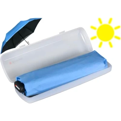 Abbildung von Knirps Taschenschirm US.050 Ultra Light Slim Manual mit UV und Hitzeschutz im Etui blau schwarz