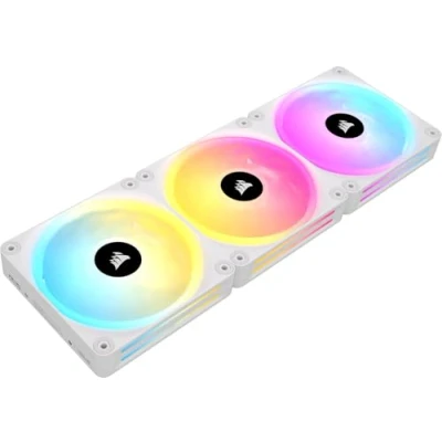 Abbildung von Corsair iCUE LINK QX120 RGB 120mm Magnetic Dome Fans Dreifach Lüfter Starter Kit mit System Hub Weiß, kompatible Desktop