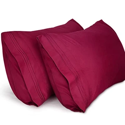 Abbildung von Lirex 2er Pack Kissenbezug 50 x 80 cm, Weiche Gebürstete Mikrofaser Kissenbezüge, Hotelverschluss kopfkissen bezug，Kopfkissenbezug aus weichem ，Oeko TEX Zertifiziert (Weinrot)