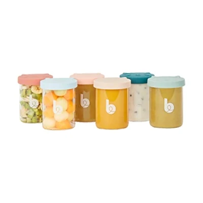 Abbildung von Babymoov ISY BOWLS Behälter für Babynahrung aus robustem, temperarturbeständigem Glas zum Aufbewahren/ Einfrieren von Babybrei, 6x 250ml