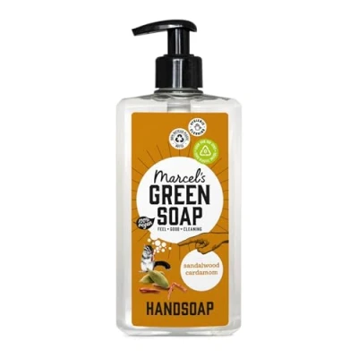 Abbildung von Marcel&#039;s Green Soap Handseife Sandelholz &amp; Kardamom Flüssigseife Spender Umweltfreundlich Vegan 97% Biologisch abbaubar 250 ml