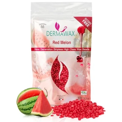 Abbildung von 800 Gramm Dermawax Red Melon Hypoallergen Waxing Perlen zur Haarentfernung Augenbrauen Gesicht Intim Bikinizone Achseln Damenbart Enthaarung ohne Vliesstreifen Geignet für alle Hauttypen Vegan