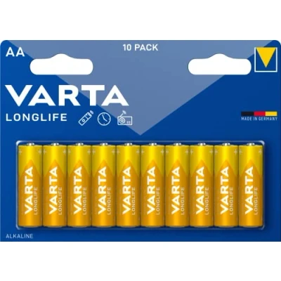 Abbildung von VARTA Batterien AA, 10 Stück, Longlife, Alkaline, 1,5V, ideal für Fernbedienungen, Wecker, Radios, Made in Germany