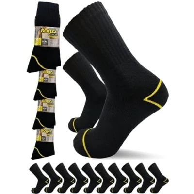 Abbildung von sogzz Arbeitssocken Herren 20 Paar Arbeit Socken, Arbeitersocken z.B. für Arbeitsschuhe, Work Socks, Modell: Basic, 43 46, Schwarz/Schwarz