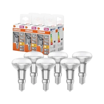 Abbildung von OSRAM LED Star R50, Sockel: E14, Nicht Dimmbar, Warmweiß, Ersetzt eine herkömmliche 40 Watt Lampe, 36 Grad Abstrahlwinkel, 6er Pack