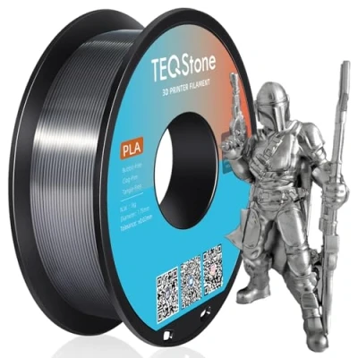 Abbildung von TEQStone Silk PLA Filament 1.75mm Silber 1KG, Maßhaltigkeit +/ 0.02mm Spule Sauber Gewickelt 3D Drucker Vakuumverpackung