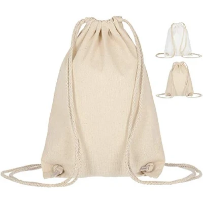 Abbildung von ELES VIDA Baumwoll Turnbeutel 21 x 29 cm Sportbeutel Rucksack Stofftasche Bag, Beutel, Baumwollbeutel, Jutebeutel Oeko TEX® geprüft Stoffbeutel Damen &amp; Herren, Kinder Gym (1, Natur)