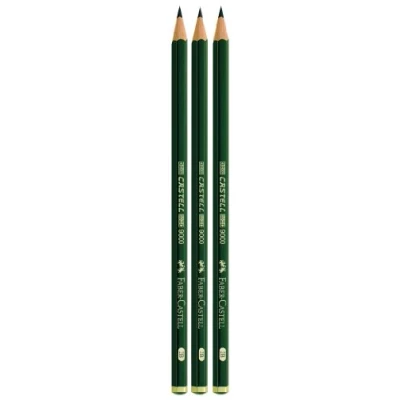 Abbildung von Faber CASTELL 111098 3 Bleistifte 9000, Härtegrad: 2B, Schaftfarbe: grün