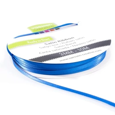 Abbildung von Vaessen Creative 301002 0013 Satinband Blau, 3 mm x 10 Meter, Schleifenband, Dekoband, Geschenkband und Stoffband für Hochzeit, Taufe Geburtstagsgeschenke, 3MM