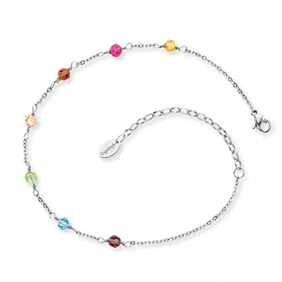 Abbildung von Engelsrufer Fußkettchen Rainbow für Damen, Bicolor, Edelstahl, Glasperlen, verstellbare Länge, nickelfrei, Allergiker geeignet