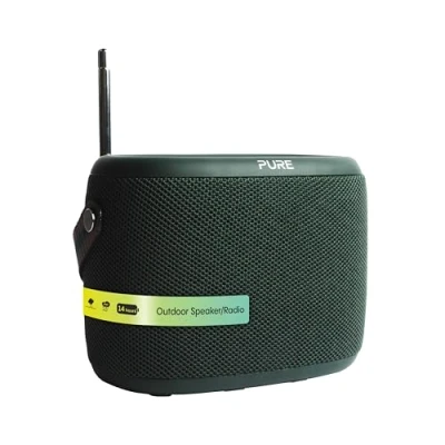 Abbildung von Pure Woodland Outdoor Lautsprecher mit Bluetooth &amp; DAB+/FM Radio (wasserdicht IP67, robust, tragbar, 14h Akku perfekt für Garten Camping) Grün