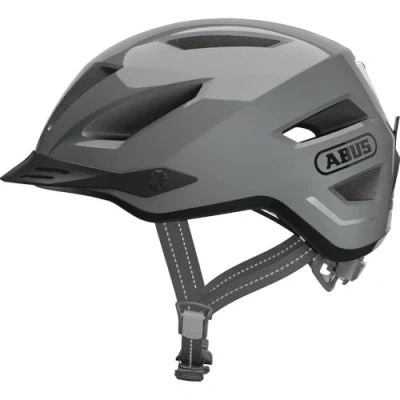 Abbildung von ABUS Stadthelm Pedelec 2.0 Fahrradhelm mit Rücklicht und Regenhaube für den Stadtverkehr Damen Herren Grau, Größe L, Grau (race grey), L (56 62 cm)