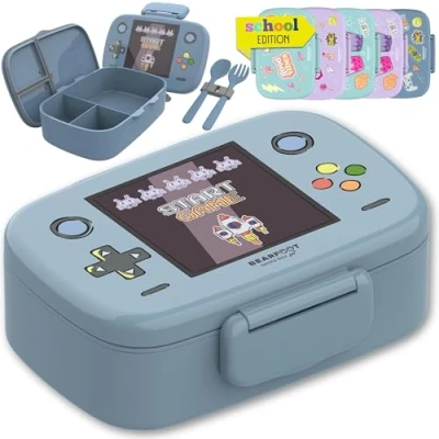 Abbildung von BEARFOOT Brotdose Kinder mit Fächern, BPA frei, Lunchbox, Bento box, Brotbox, Mädchen &amp; Jungen, Snackbox, 100% auslaufsicher, Vesperbox für Kindergarten, Schule (Game)